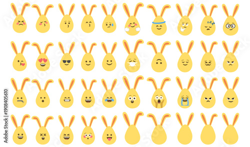 An Easter egg with bright emotions and bunny ears. Easter holiday concept.