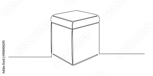 Continuous one line of a small drawer with unique handle and cubic shape, depicting accent storage in interior design, drawn illustration.