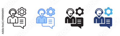 Customer Service icon set multiple style collection