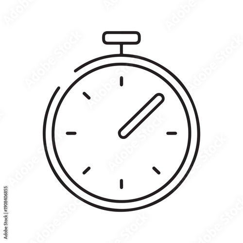 Minimalist Stopwatch Line Art Icon for Time Tracking and Performance Measurement