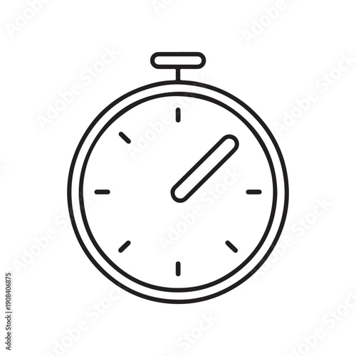 Minimalist Stopwatch Line Art Icon for Time Tracking and Performance Measurement
