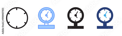 Clock icon set multiple style collection