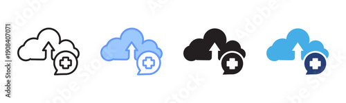 Cloud Computing icon set multiple style collection