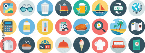 A flat vector set of Easter egg icons and symbols for web design illustration and social internet sign use