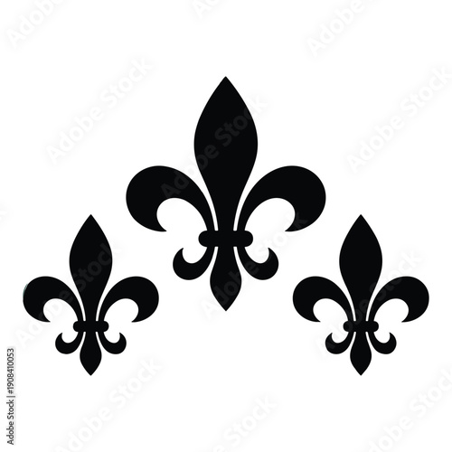 Elegant fleur de lis symbols in modern black design