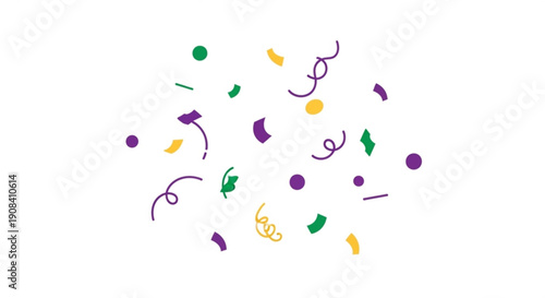 Colorful mardi gras confetti scattered on white background festive celebration decoration