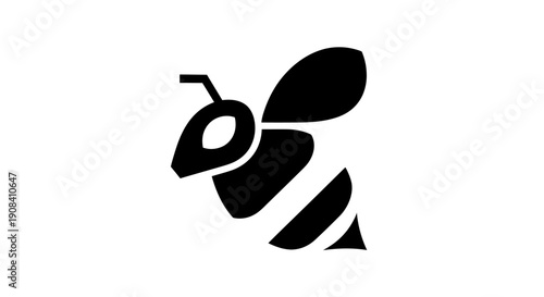 Black bee illustration on white background