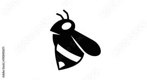 Black bee illustration on white background
