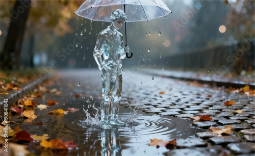 Sad man water sculpture 3D