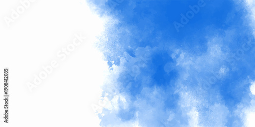 Image of colorful smoke plume and festive background. Realistic blue smoke or haze on a transparent background. abstract elegant hand painted watercolor background.