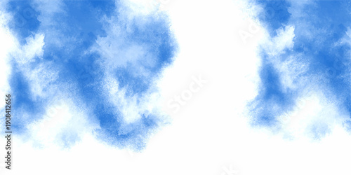 Image of colorful smoke plume and festive background. Realistic blue smoke or haze on a transparent background. abstract elegant hand painted watercolor background.