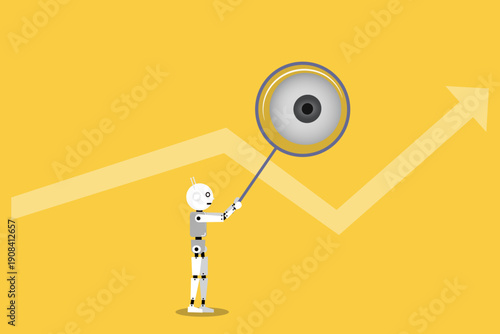 Magnifying glass in hand with eye inside. concept of search, trendy collage elements, investigating, detectives, looking for a solution, looking for an answer