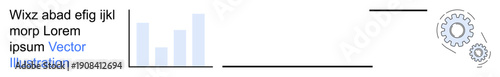 Data analysis, process automation, business efficiency, engineering solutions, workflow management, innovation. Bar graph and mechanical gear icons. Data analysis and process automation
