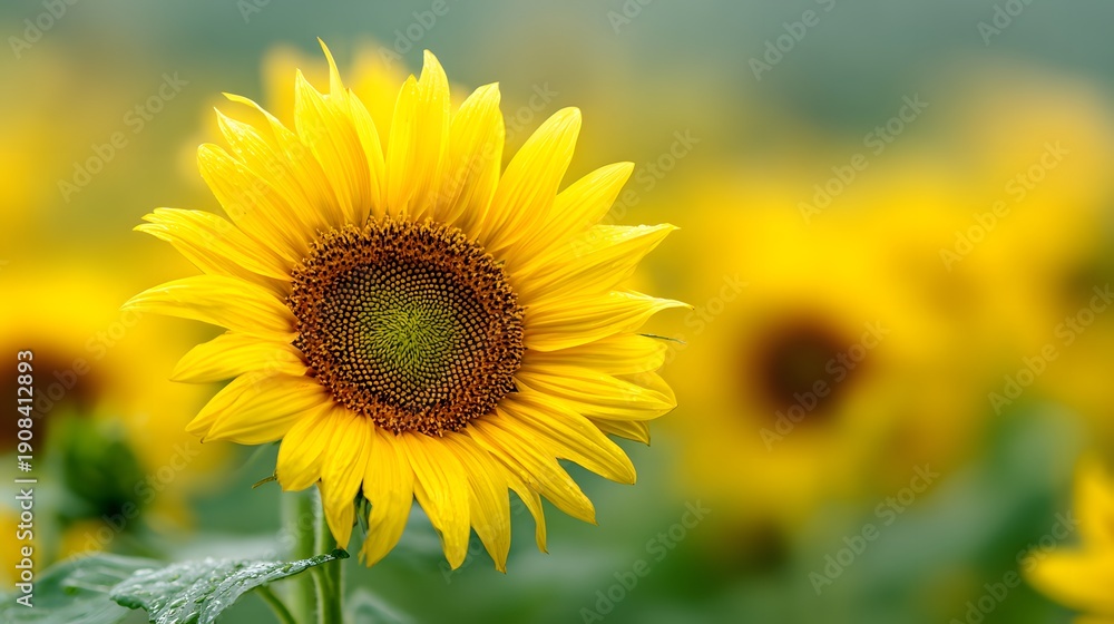 Obraz premium Vibrant Sunflower Field in Full Bloom on a Sunny Day.