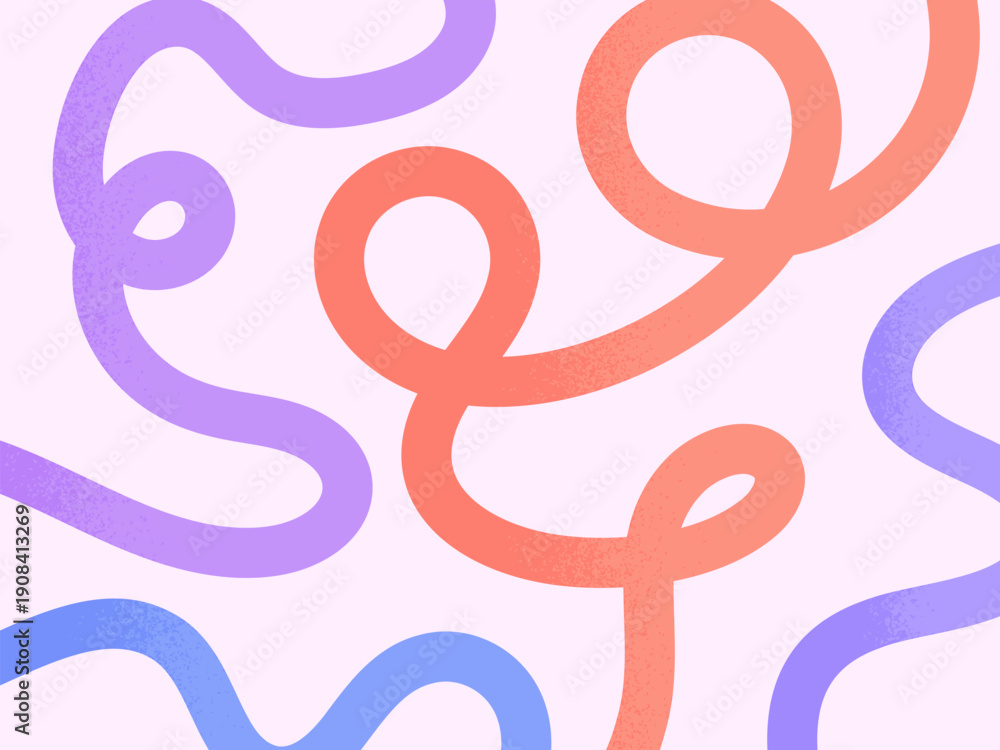 Obraz premium wavy lines background with subtle grain textures : Vibrant abstract design with wavy blue, red lines on a blue background. Modern, dynamic, and creative illustration perfect for texture arts