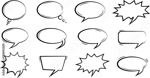 Comic Book Speech Bubbles and Thought Clouds Set