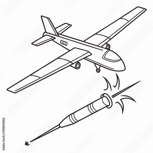 Combat uav launching missile from wing mount drone