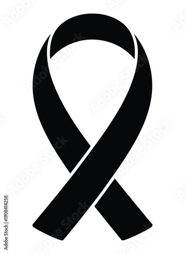 Cancer Awareness Ribbon icon, glyph vector illustration symbolizing health awareness, support, and advocacy for cancer causes, isolated on white background, perfect for apps, websites, campaigns, char