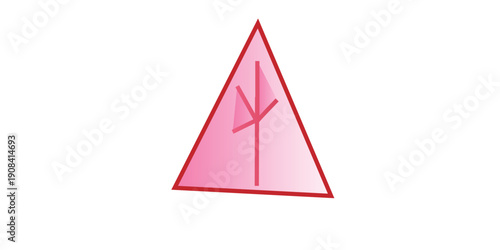 Geometric Pink Shape: A vibrant pink triangle with a delicate line design, showcasing simplicity and modern aesthetics.