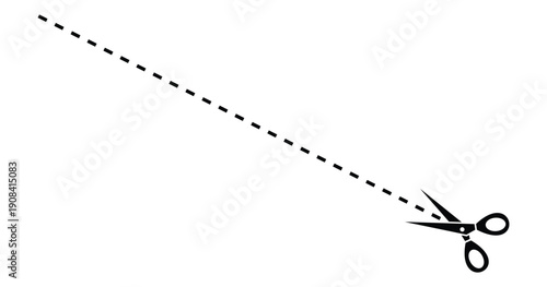 Scissors with cut lines vector icon isolated on white background.