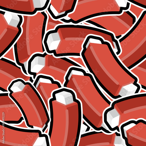 Seamless pattern with grilled BBQ meat ribs on dark background. Vector illustration of delicious pork or beef ribs. Concept for butcher shop, restaurant menu and kitchen decor.