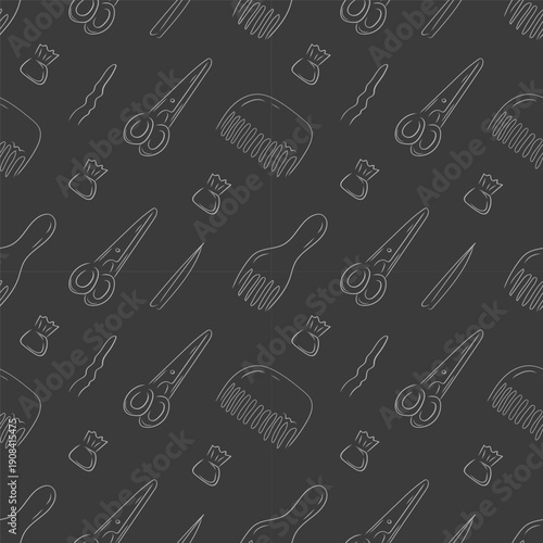 frame of barbershop equipment in doodle style