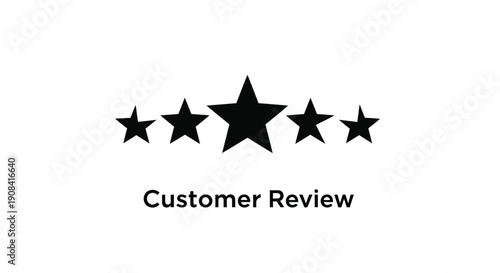 Five black stars with text indicating a customer review rating