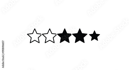 Five stars four filled one empty on a white background
