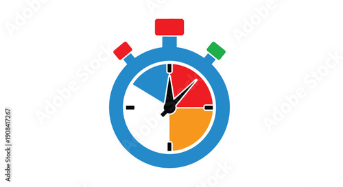 Colorful stopwatch icon displaying time with segmented circular design