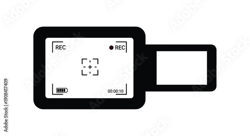 Illustration of a vintage camcorder s screen and control panel
