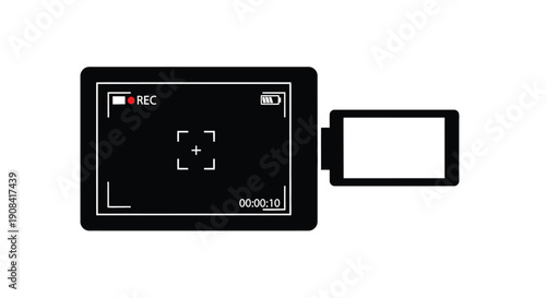 Simple illustration of a digital camera with a recording screen