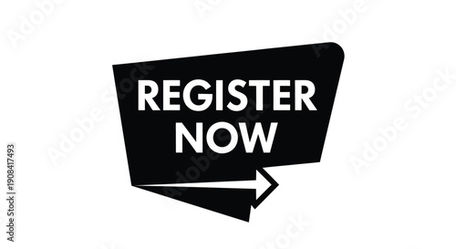 Black label with white text urging immediate registration