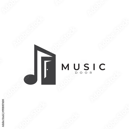 Music door logo vector template for podcast and songs for company or brand.