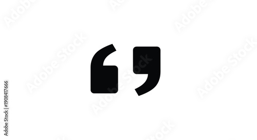 Black quotation marks on a white background simple graphic design