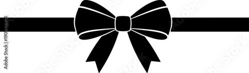 Elegant black ribbon bow graphic element perfect for gifts, celebrations, and formal design accents on a white background