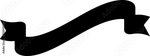 A black curved ribbon banner, perfect for adding text or decoration to designs
