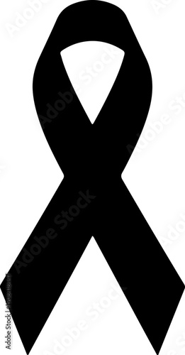 Solemn black awareness ribbon symbolizing remembrance and support for important causes and shared human experiences