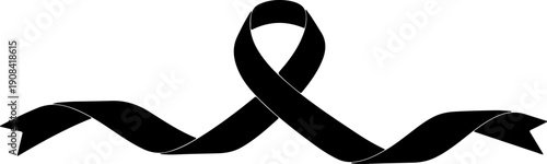 A black ribbon symbolizing mourning, remembrance, and support for a lost cause or person