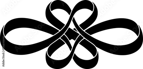 Elegant black silhouette of a classic award rosette ribbon symbolizing excellence, victory, and top-tier achievement