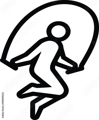 A stick figure jumping with a large oval shape