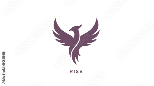 Abstract phoenix symbol with wings outspread on white background