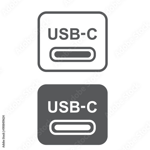 USB Type C cable, icon for mobile phone charging .