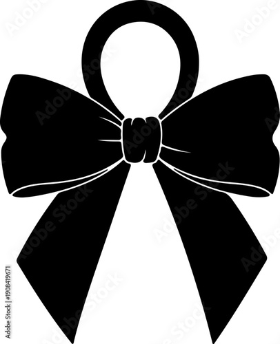 A stylish black ribbon bow graphic for any festive occasion, gift wrapping, or design element