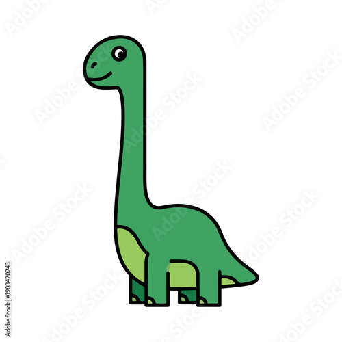 Cute Cartoon Brontosaurus Dinosaur Vector Illustration