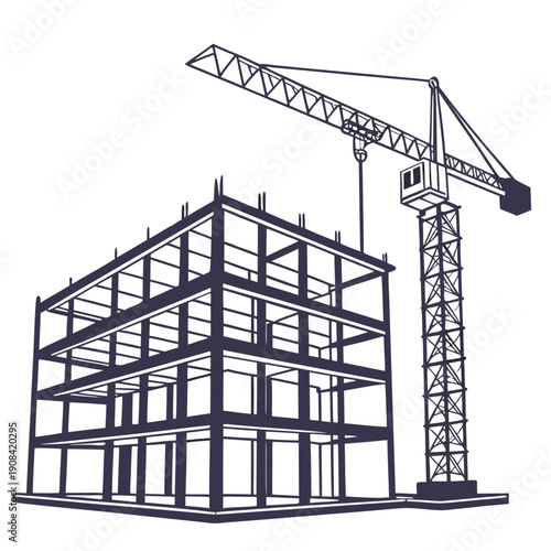 Construction Crane and Building Framework Structure