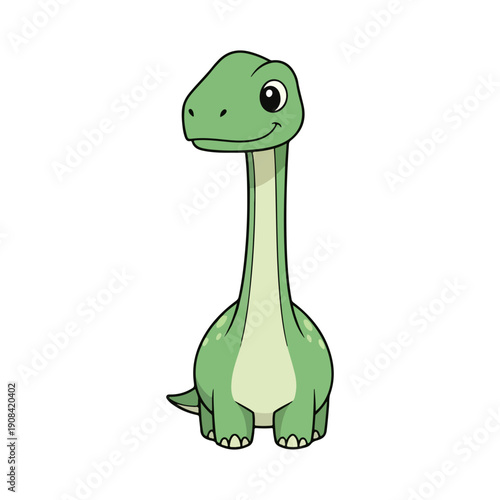 Cute Cartoon Brachiosaurus Dinosaur Character Vector Illustration