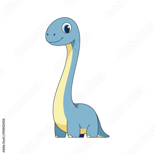 Cute long neck dinosaur character Brontosaurus cartoon vector