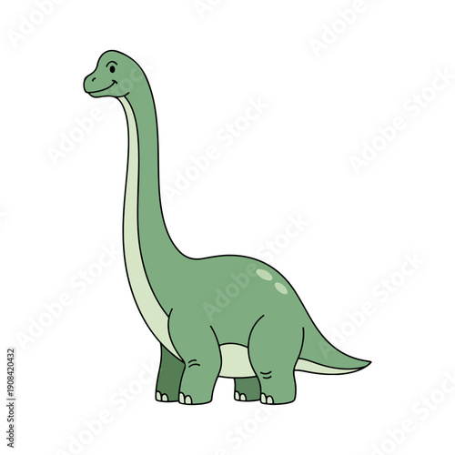 Cute Brontosaurus Dinosaur Cartoon Illustration