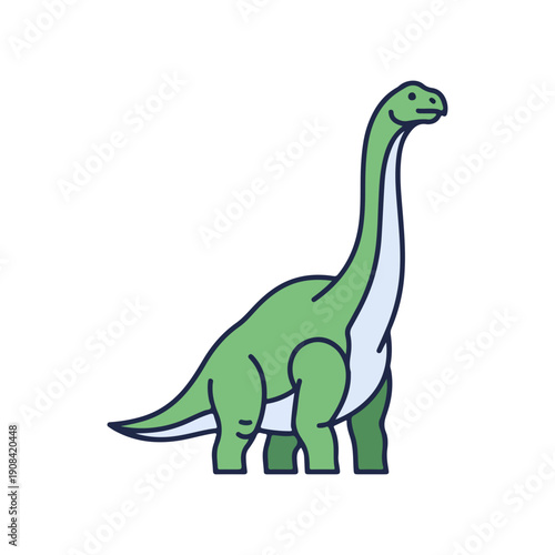 Simple Long Neck Dinosaur Icon Vector Art
