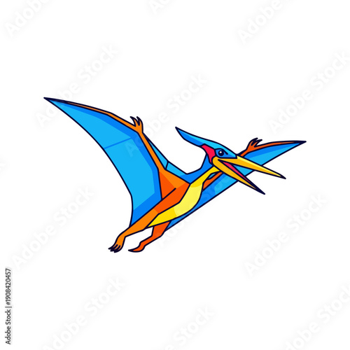 Cartoon Pterodactyl Vector Illustration Flying Dinosaur Mascot